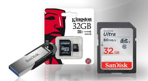 Cartões de memória e drives flash USB